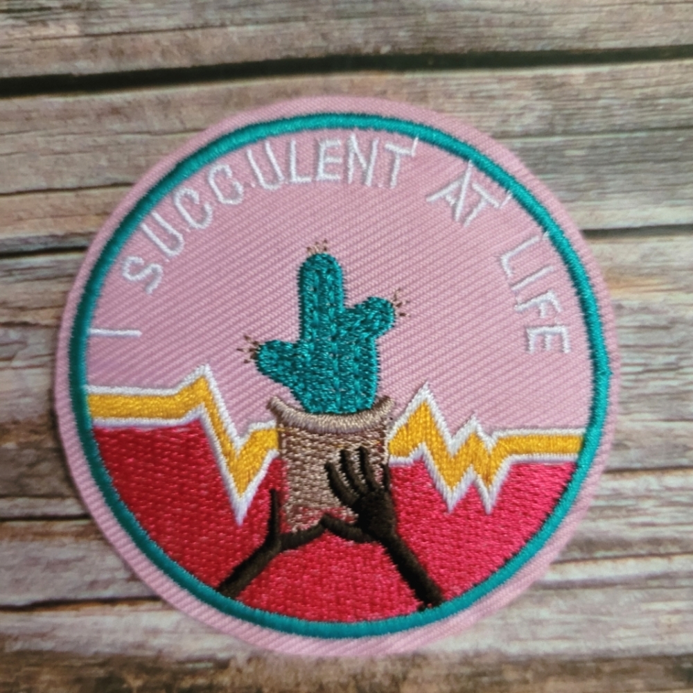 Succulent Cactus I Suck At Life Funny Emo Sad Soul  Iron on Patch
